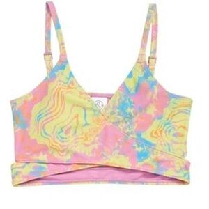 Treasure & Bond Kids' Crossover Swimsuit Top In Purple Lily Marble Size 14 NWOT